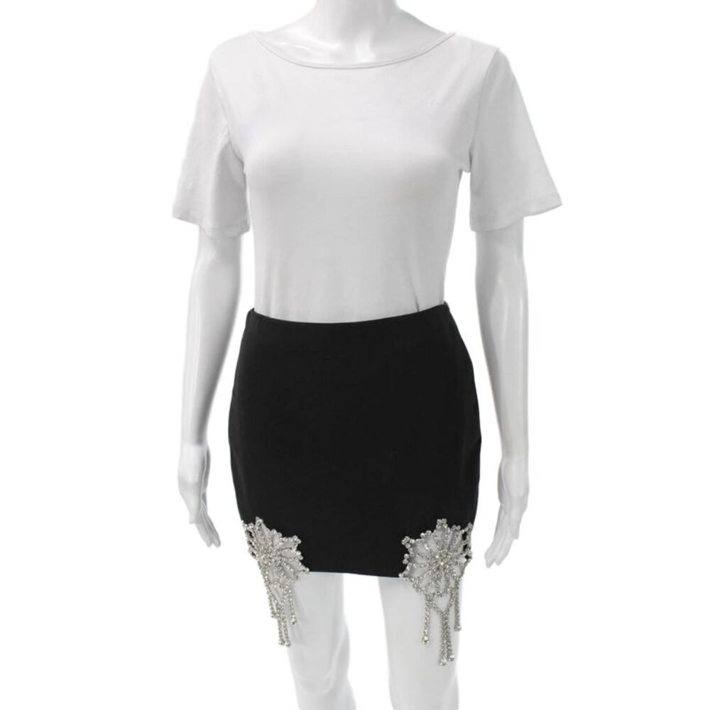 Area Womens Mini Skirt Black Zip Polyester Size 0